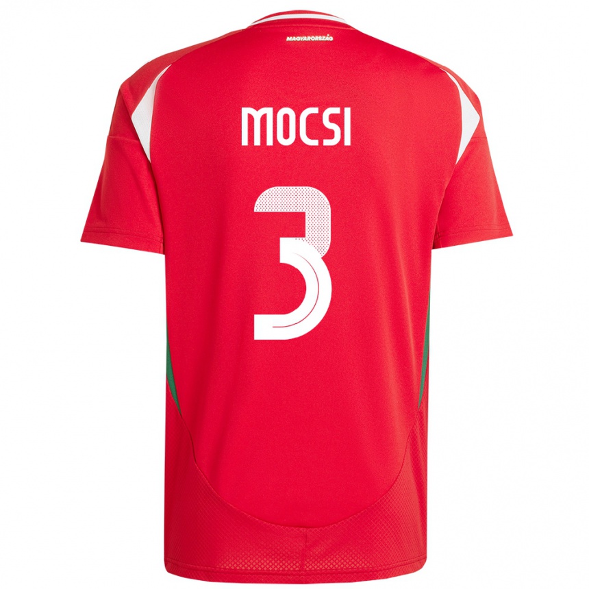 Men Football Hungary Attila Mocsi #3 Red Home Jersey 24-26 T-Shirt Uk