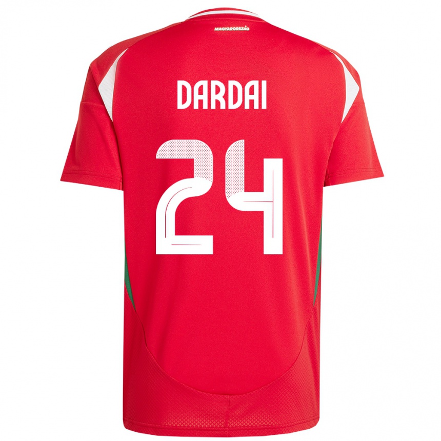 Men Football Hungary Márton Dárdai #24 Red Home Jersey 24-26 T-Shirt Uk