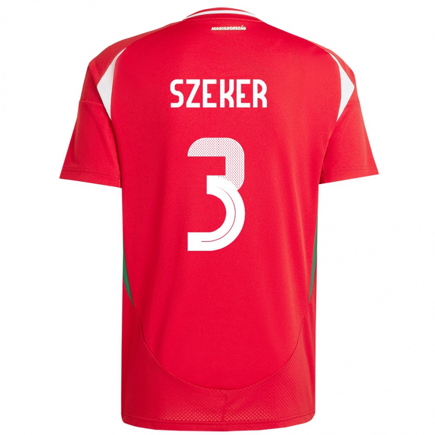 Men Football Hungary Botond Szekér #3 Red Home Jersey 24-26 T-Shirt Uk