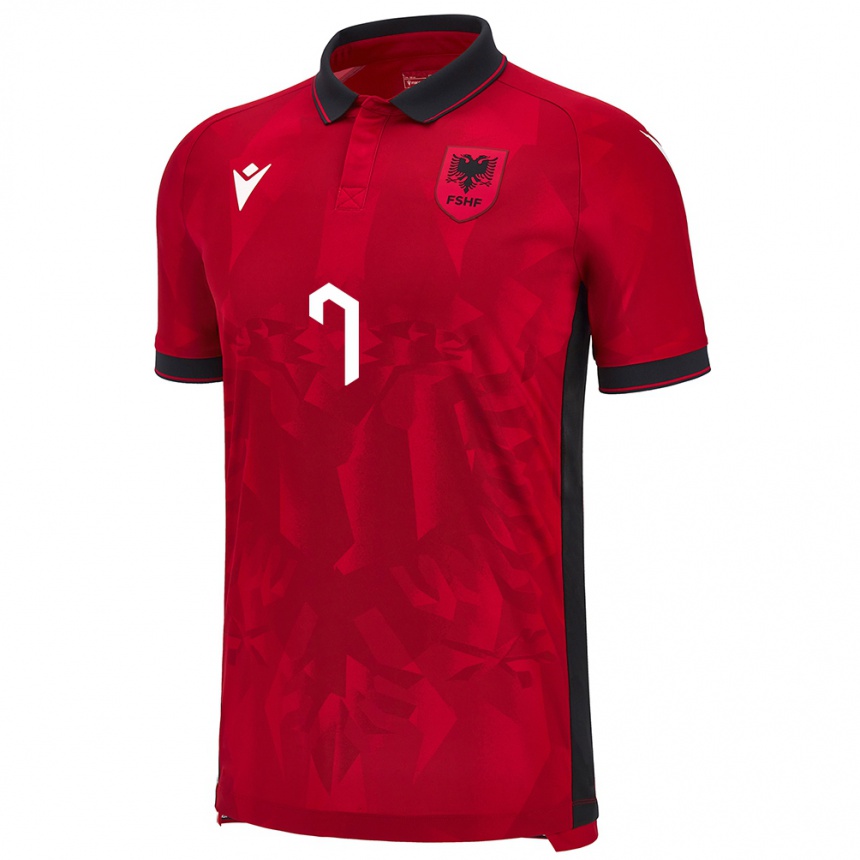 Men Football Albania Joi Nuredini #7 Red Home Jersey 24-26 T-Shirt Uk