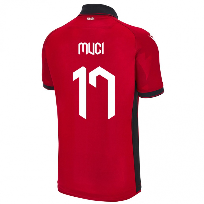 Men Football Albania Ernest Muci #17 Red Home Jersey 24-26 T-Shirt Uk