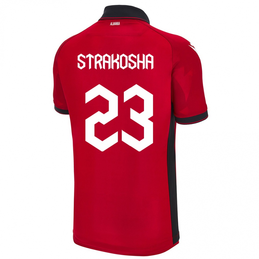 Men Football Albania Thomas Strakosha #23 Red Home Jersey 24-26 T-Shirt Uk