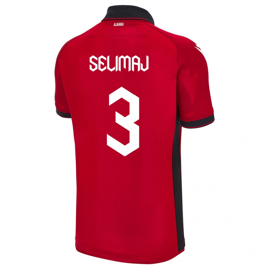 Men Football Albania Ermis Selimaj #3 Red Home Jersey 24-26 T-Shirt Uk