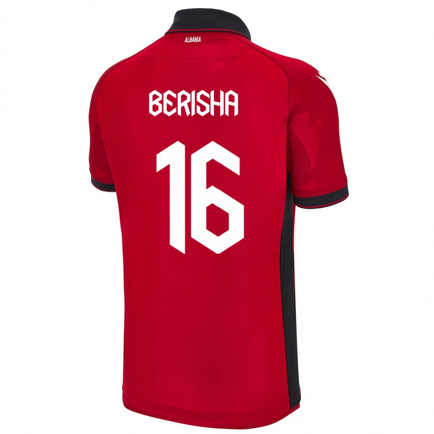 Men Football Albania Medon Berisha #16 Red Home Jersey 24-26 T-Shirt Uk