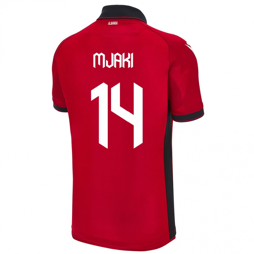 Men Football Albania Agan Mjaki #14 Red Home Jersey 24-26 T-Shirt Uk