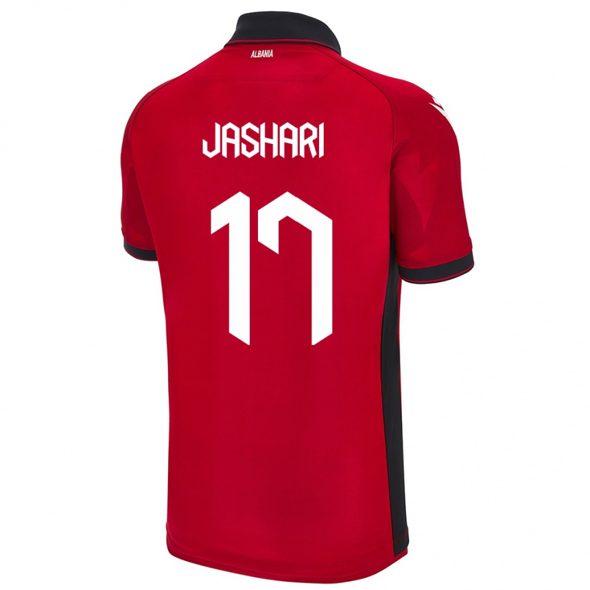 Men Football Albania Elion Jashari #17 Red Home Jersey 24-26 T-Shirt Uk