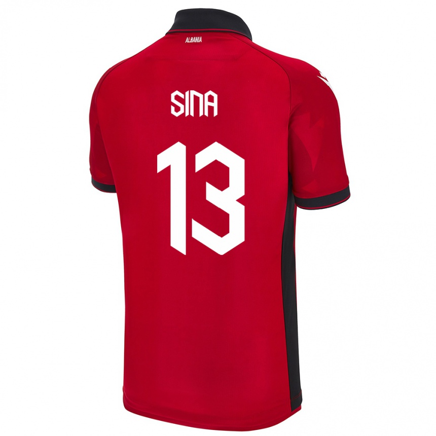 Men Football Albania Samuele Sina #13 Red Home Jersey 24-26 T-Shirt Uk