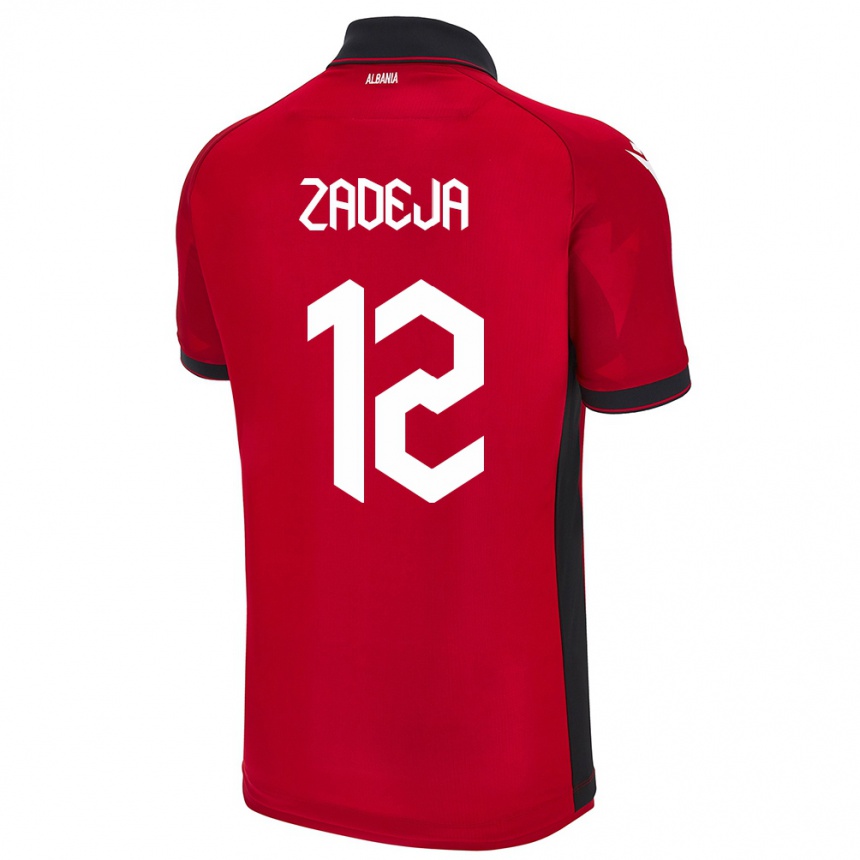 Men Football Albania Darius Zadeja #12 Red Home Jersey 24-26 T-Shirt Uk