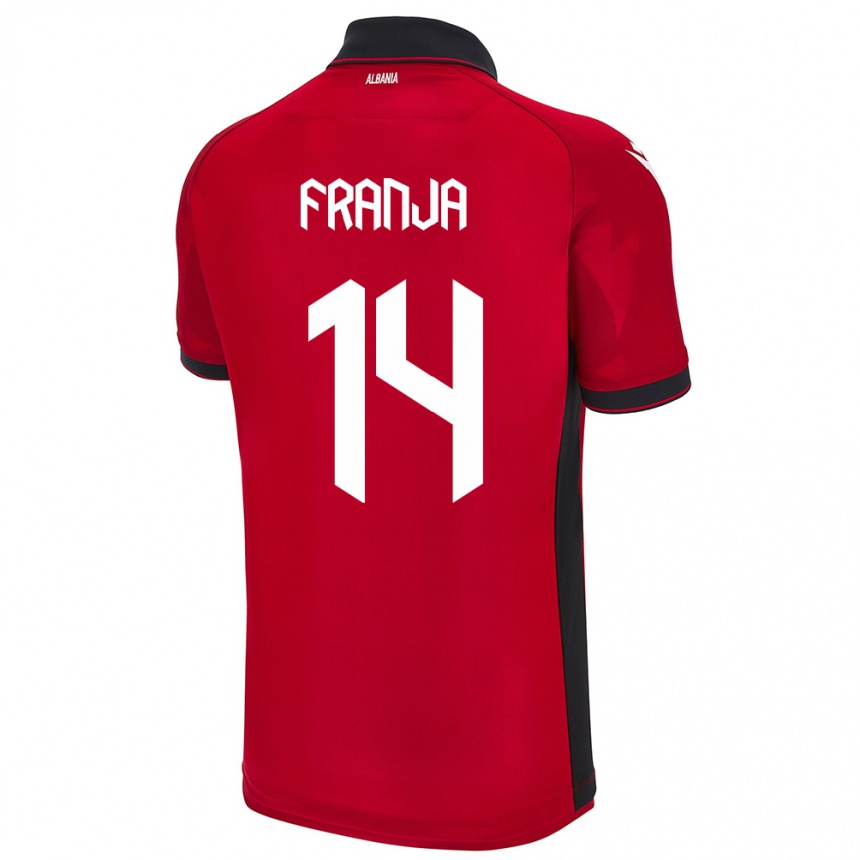 Men Football Albania Ezmiralda Franja #14 Red Home Jersey 24-26 T-Shirt Uk