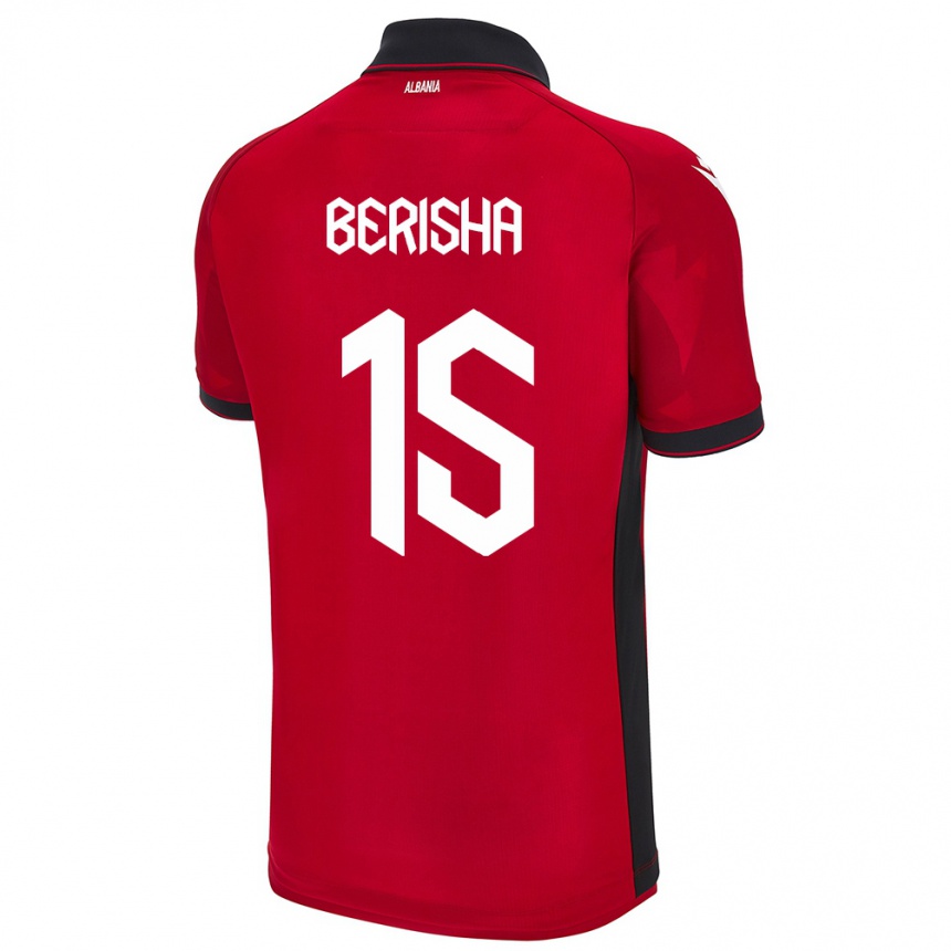 Men Football Albania Gresa Berisha #15 Red Home Jersey 24-26 T-Shirt Uk