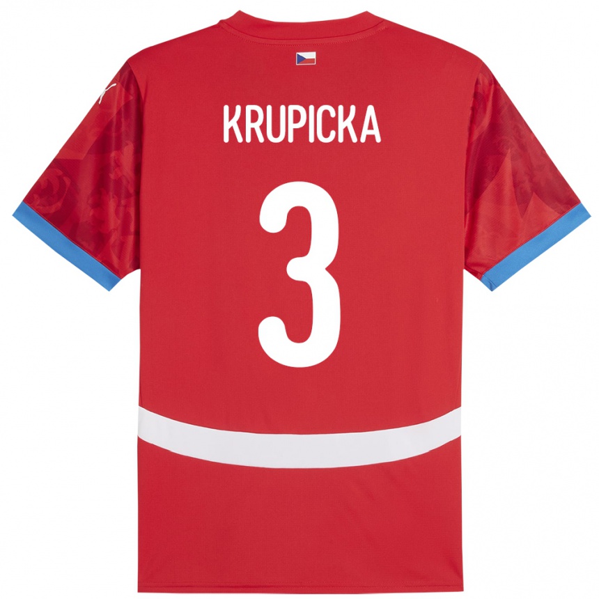 Men Football Czech Republic David Krupicka #3 Red Home Jersey 24-26 T-Shirt Uk