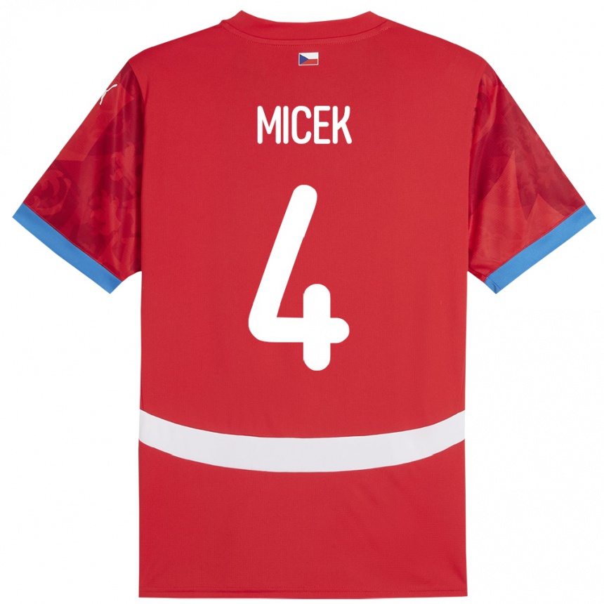 Men Football Czech Republic Jiri Micek #4 Red Home Jersey 24-26 T-Shirt Uk