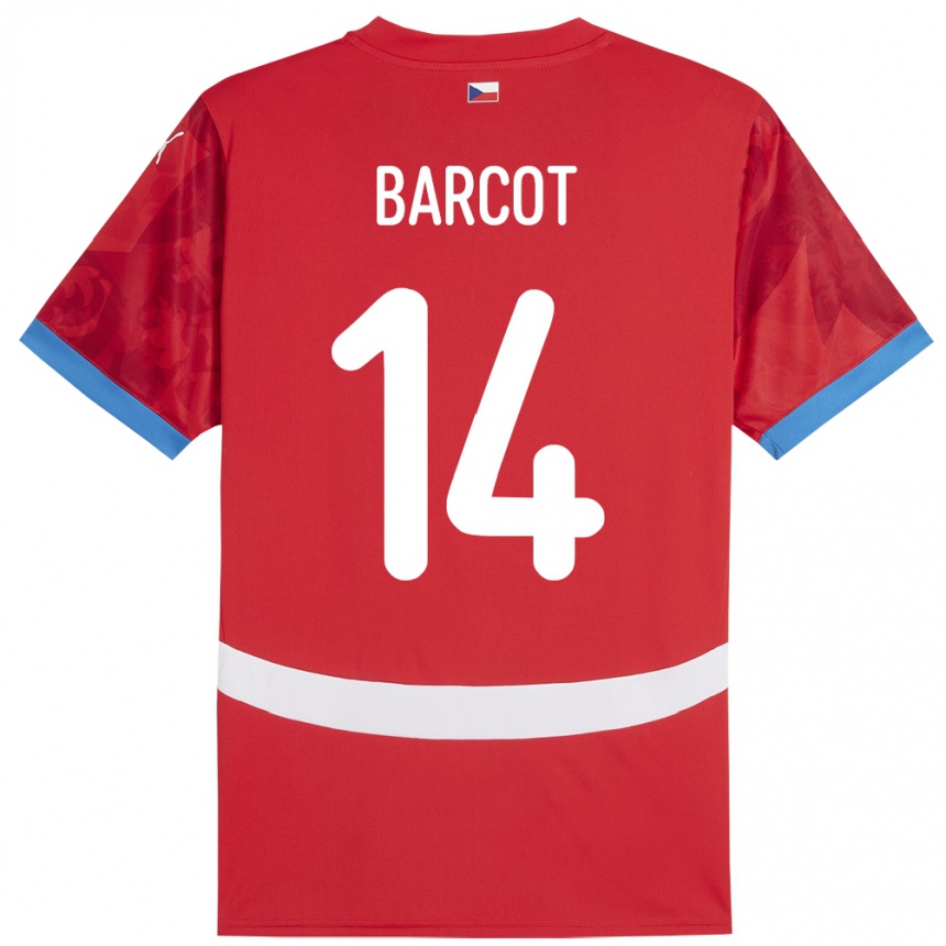 Men Football Czech Republic David Barcot #14 Red Home Jersey 24-26 T-Shirt Uk