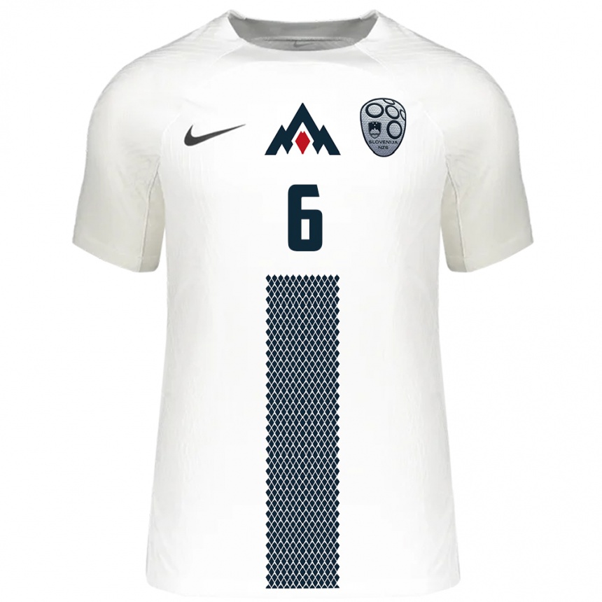 Men Football Slovenia Kaja Korošec #6 White Home Jersey 24-26 T-Shirt Uk