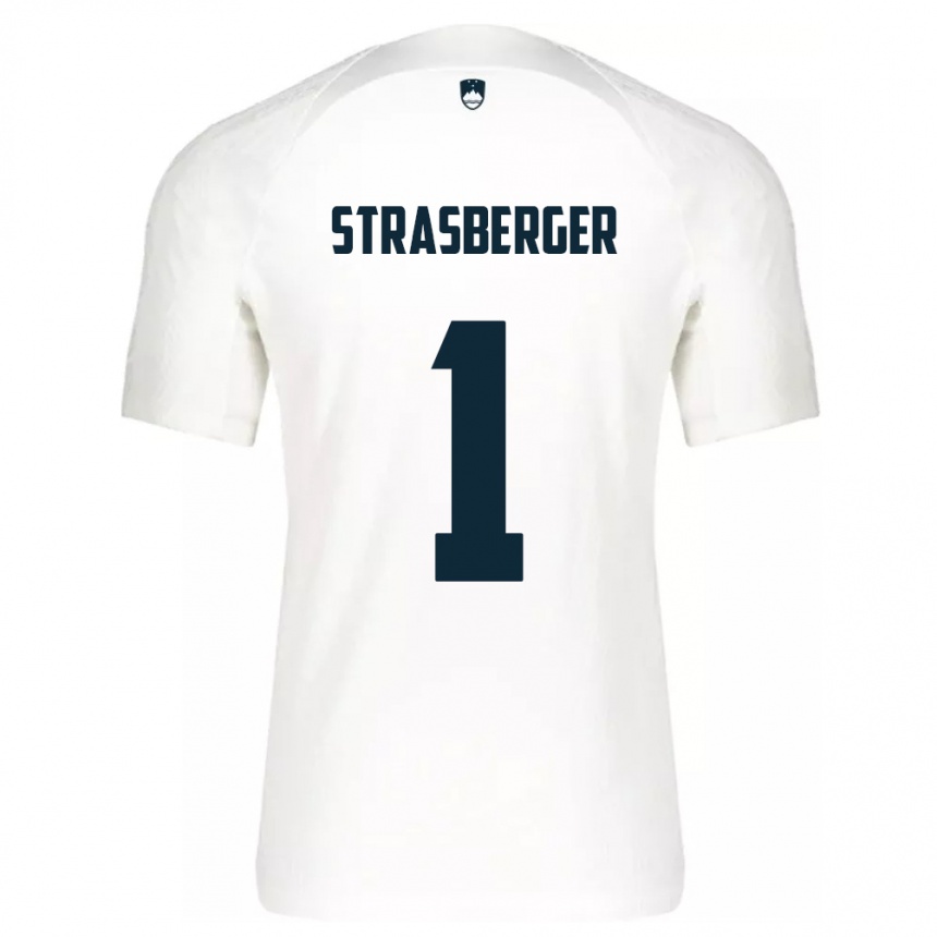 Men Football Slovenia Tim Strasberger #1 White Home Jersey 24-26 T-Shirt Uk