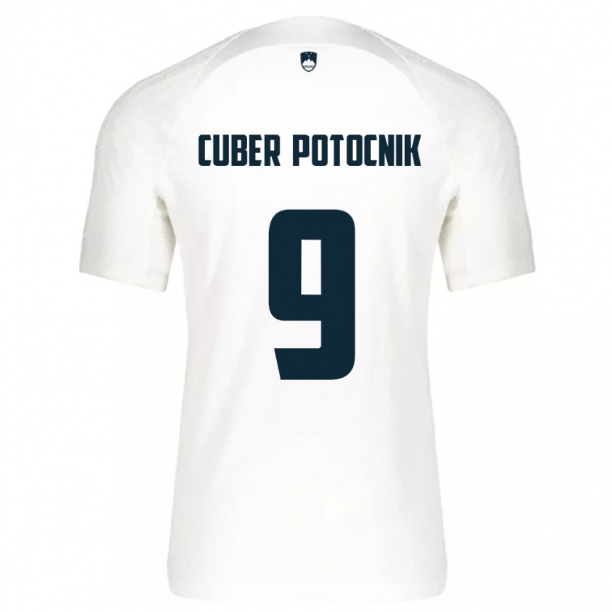 Men Football Slovenia Jaka Cuber Potocnik #9 White Home Jersey 24-26 T-Shirt Uk