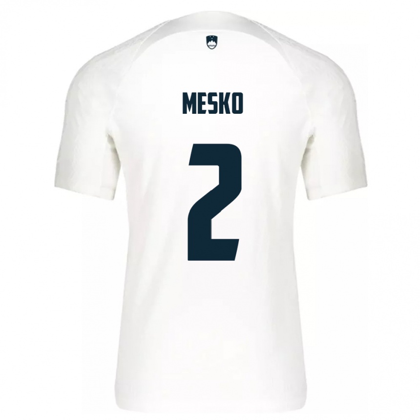 Men Football Slovenia Zan Mesko #2 White Home Jersey 24-26 T-Shirt Uk