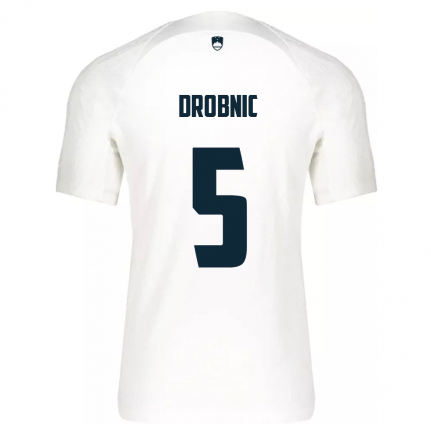 Men Football Slovenia Dominik Drobnic #5 White Home Jersey 24-26 T-Shirt Uk