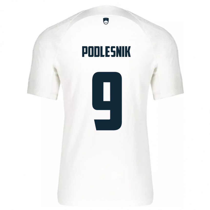 Men Football Slovenia Nik Podlesnik #9 White Home Jersey 24-26 T-Shirt Uk