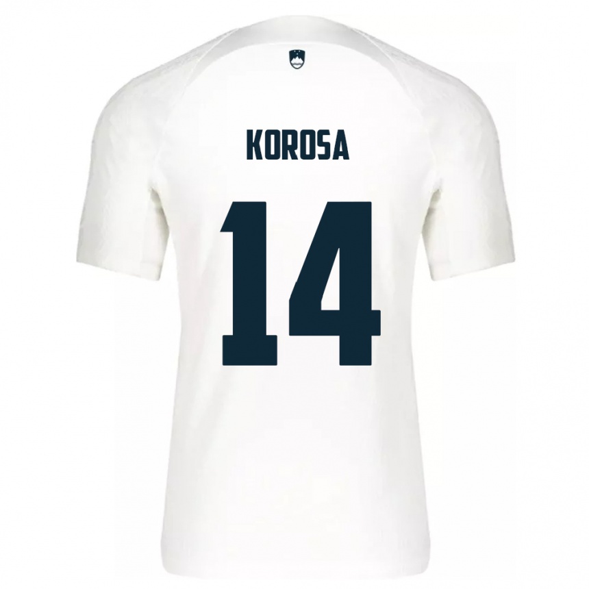 Men Football Slovenia Anej Koroša #14 White Home Jersey 24-26 T-Shirt Uk