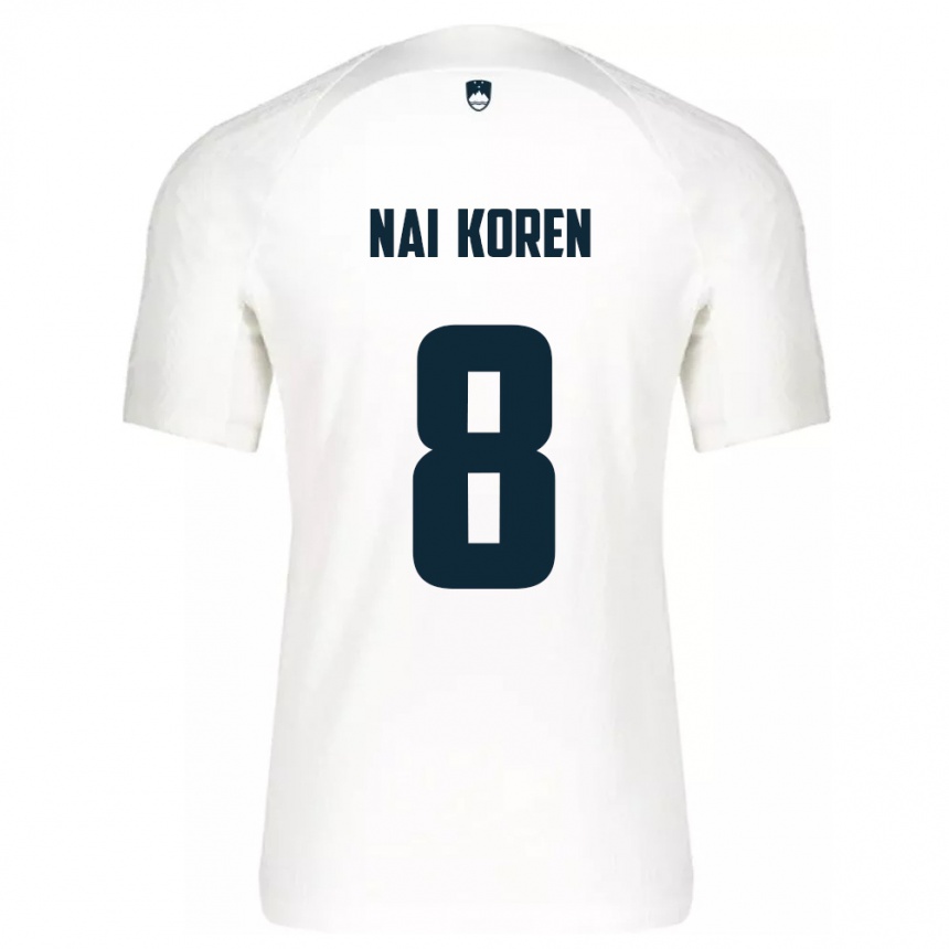 Men Football Slovenia Tian Nai Koren #8 White Home Jersey 24-26 T-Shirt Uk