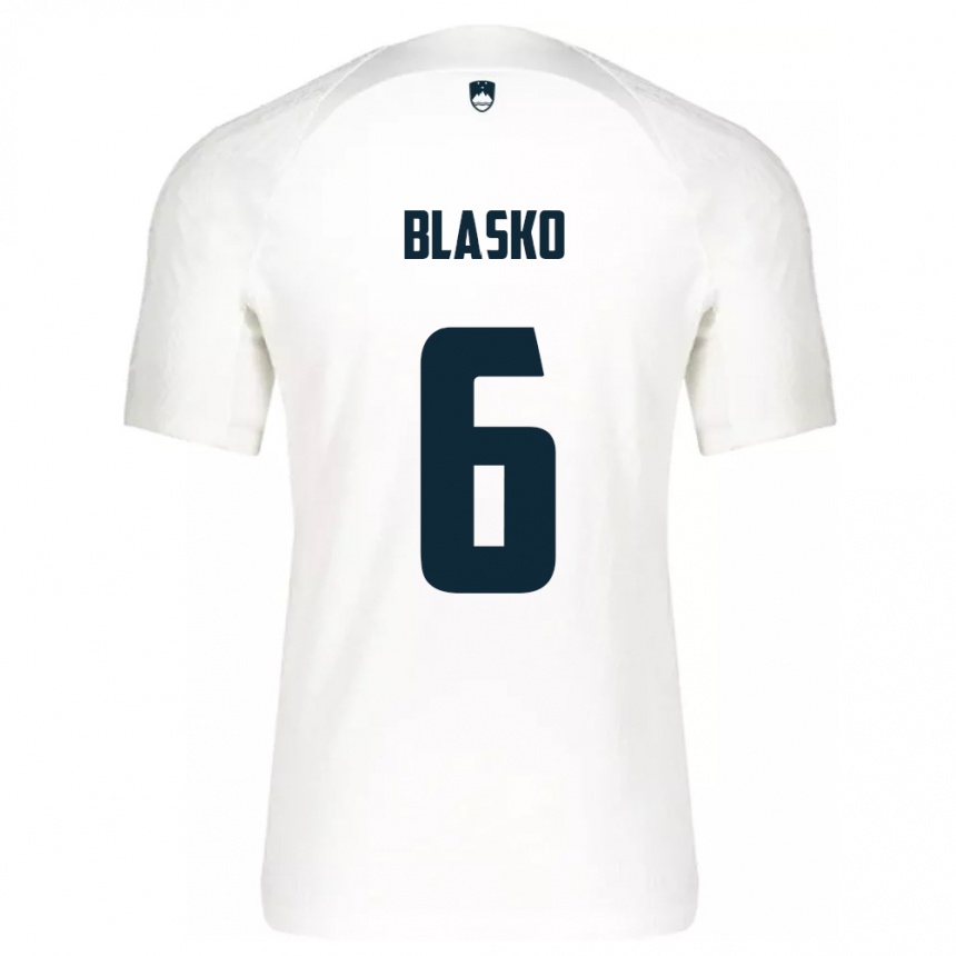 Men Football Slovenia Svit Blasko #6 White Home Jersey 24-26 T-Shirt Uk