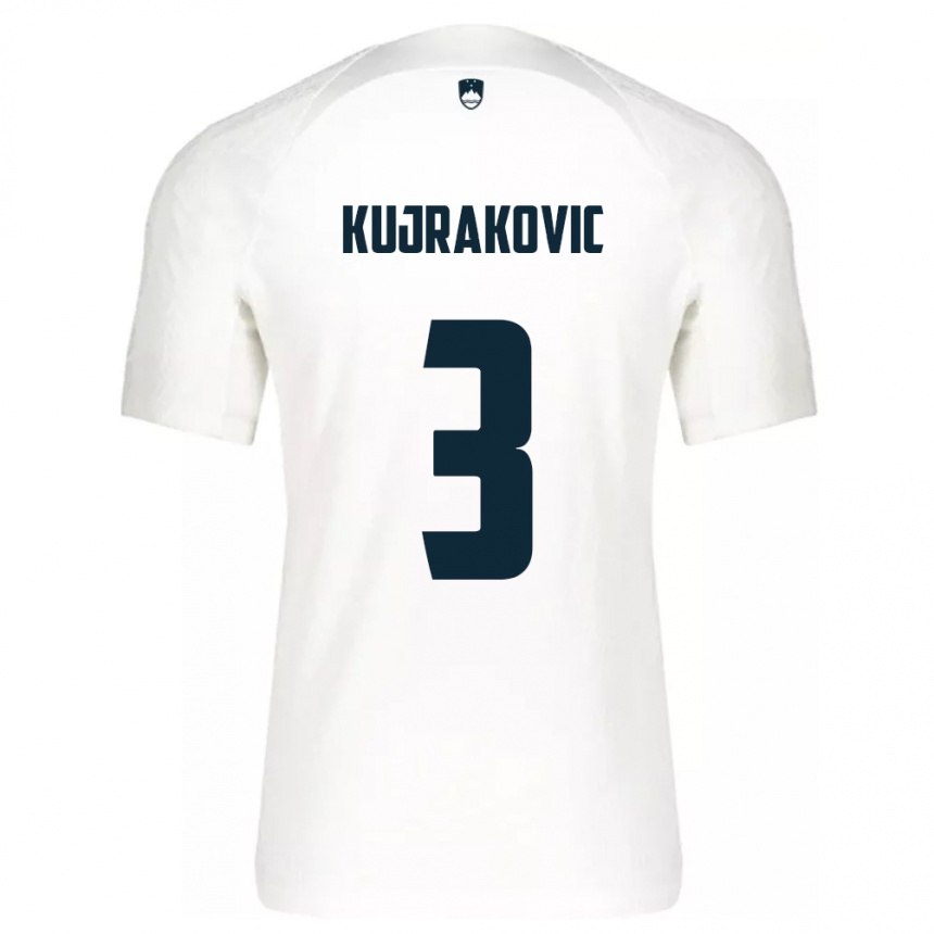 Men Football Slovenia Minel Kujrakovic #3 White Home Jersey 24-26 T-Shirt Uk