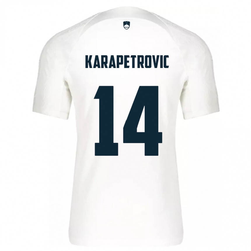 Men Football Slovenia Luka Karapetrovic #14 White Home Jersey 24-26 T-Shirt Uk