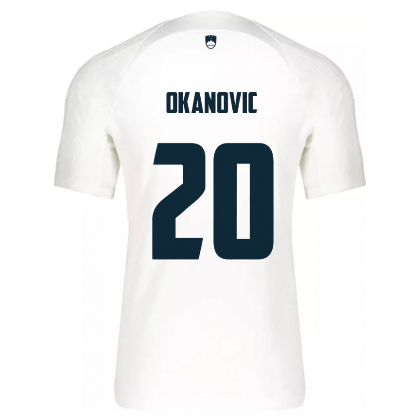 Men Football Slovenia Deen Okanovic #20 White Home Jersey 24-26 T-Shirt Uk