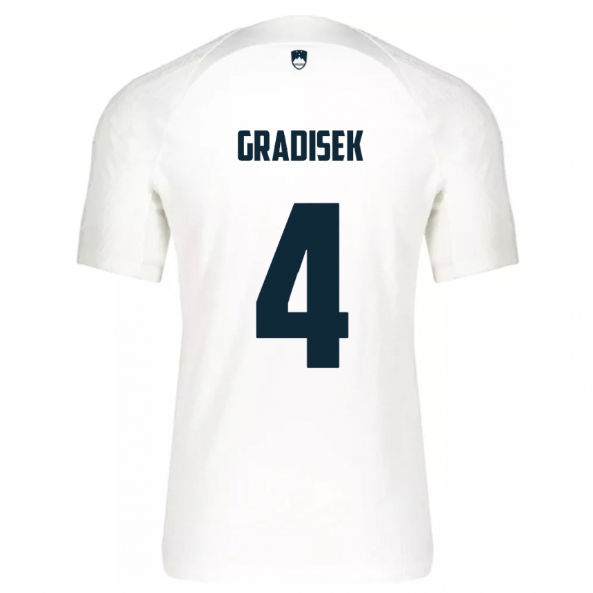 Men Football Slovenia Sara Gradišek #4 White Home Jersey 24-26 T-Shirt Uk