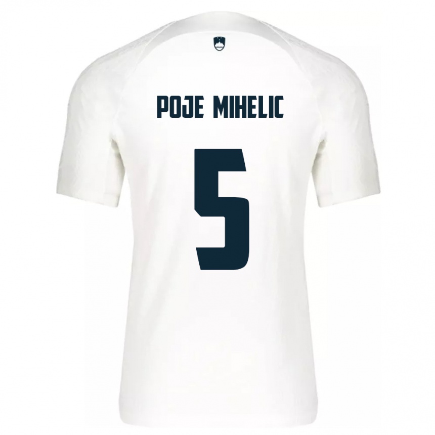 Men Football Slovenia Naja Poje Mihelič #5 White Home Jersey 24-26 T-Shirt Uk