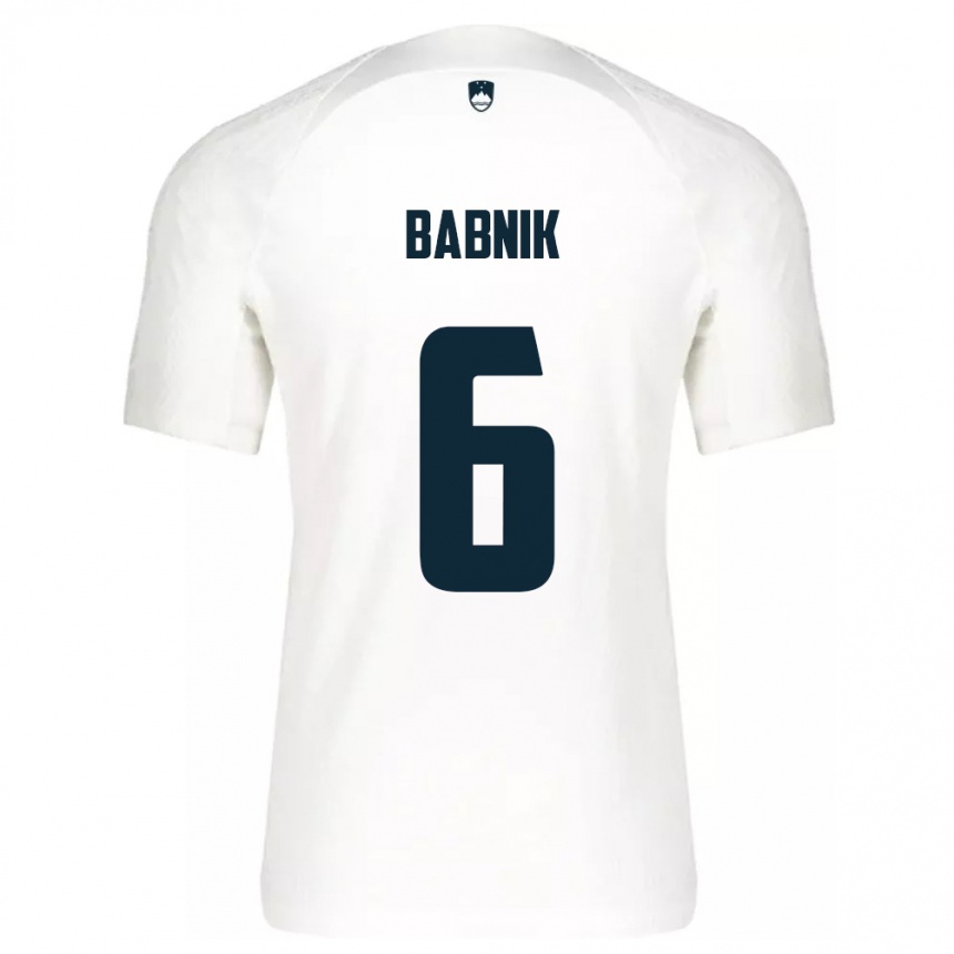 Men Football Slovenia Nika Babnik #6 White Home Jersey 24-26 T-Shirt Uk