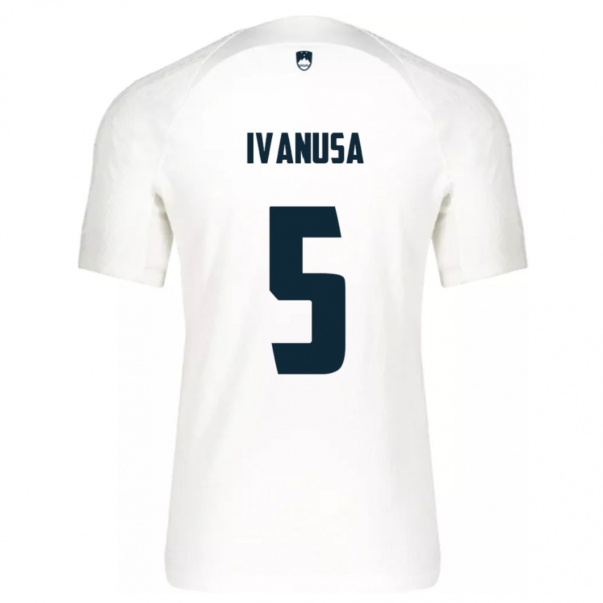 Men Football Slovenia Lara Ivanuša #5 White Home Jersey 24-26 T-Shirt Uk