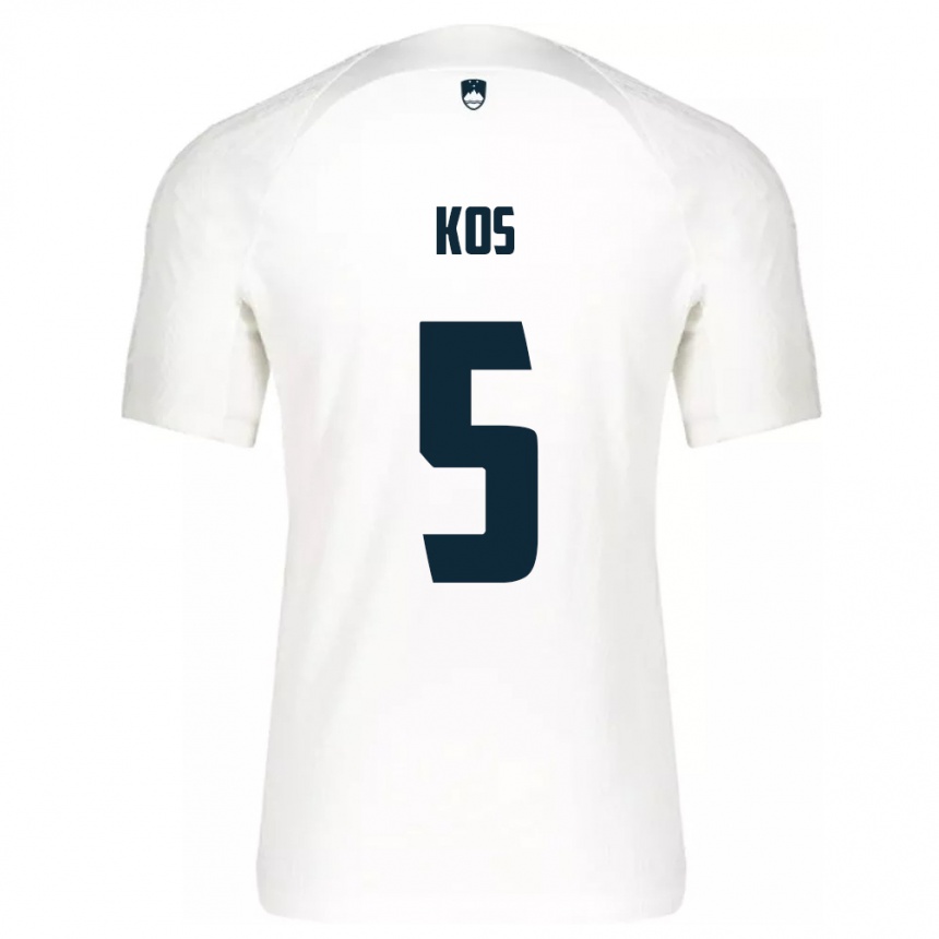 Men Football Slovenia Evelina Kos #5 White Home Jersey 24-26 T-Shirt Uk