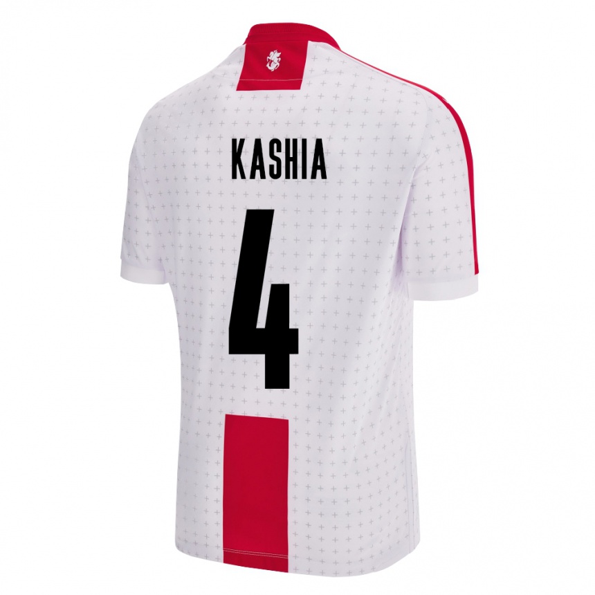 Men Football Georgia Guram Kashia #4 White Home Jersey 24-26 T-Shirt Uk