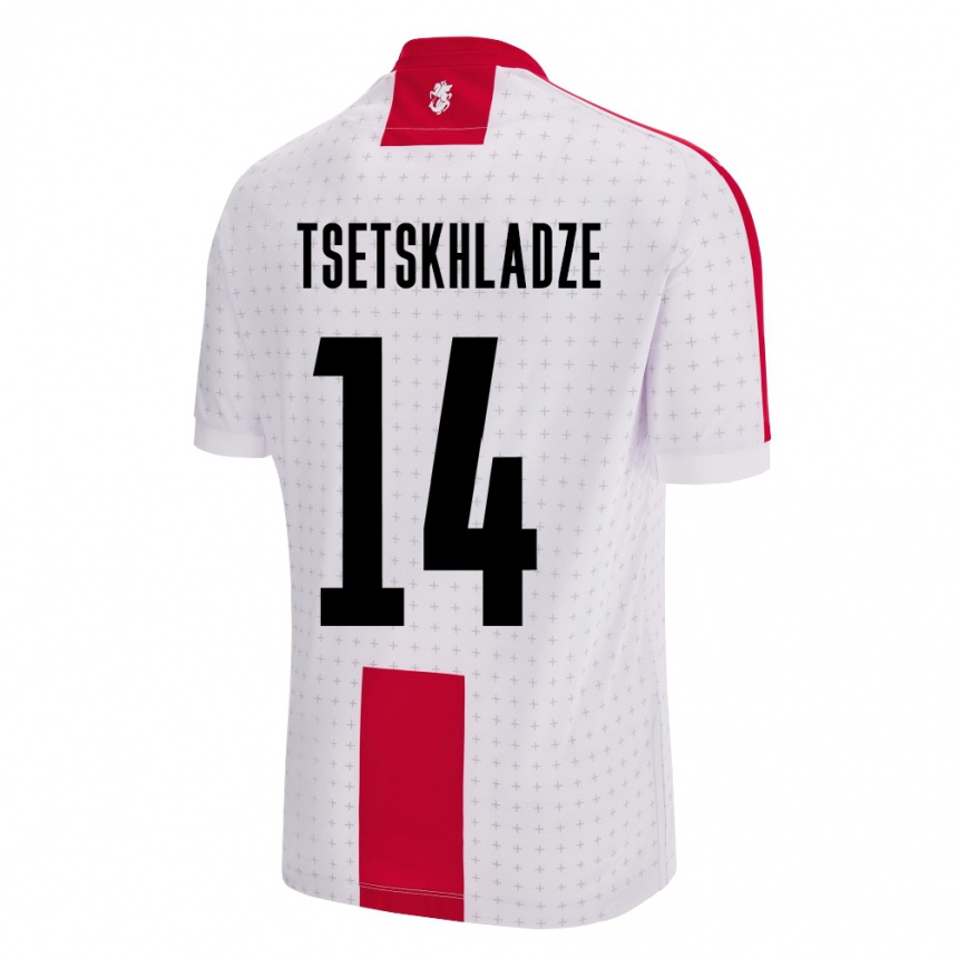 Men Football Georgia Nikoloz Tsetskhladze #14 White Home Jersey 24-26 T-Shirt Uk