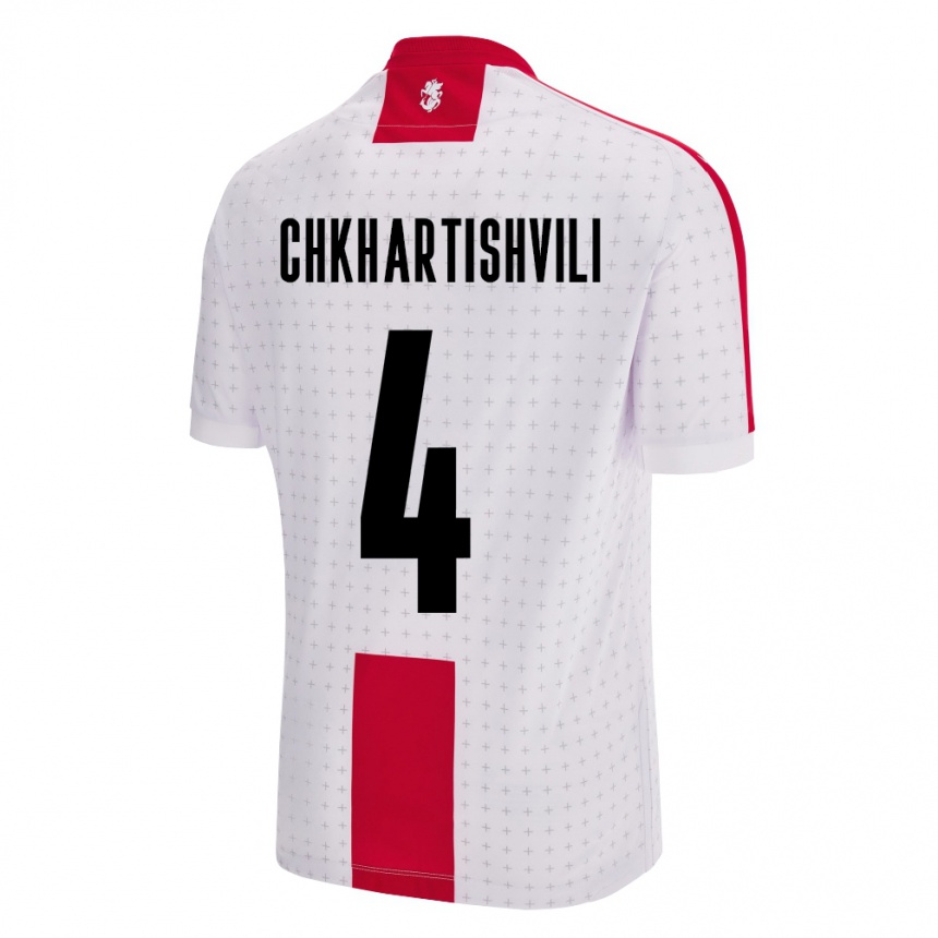 Men Football Georgia Nino Chkhartishvili #4 White Home Jersey 24-26 T-Shirt Uk