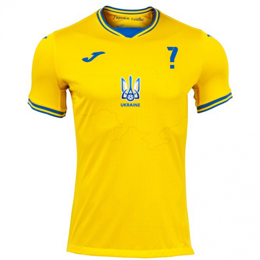 Men Football Ukraine Your Name #0 Yellow Home Jersey 24-26 T-Shirt Uk