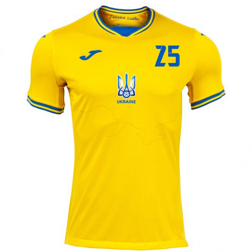 Men Football Ukraine Vladyslav Vanat #25 Yellow Home Jersey 24-26 T-Shirt Uk