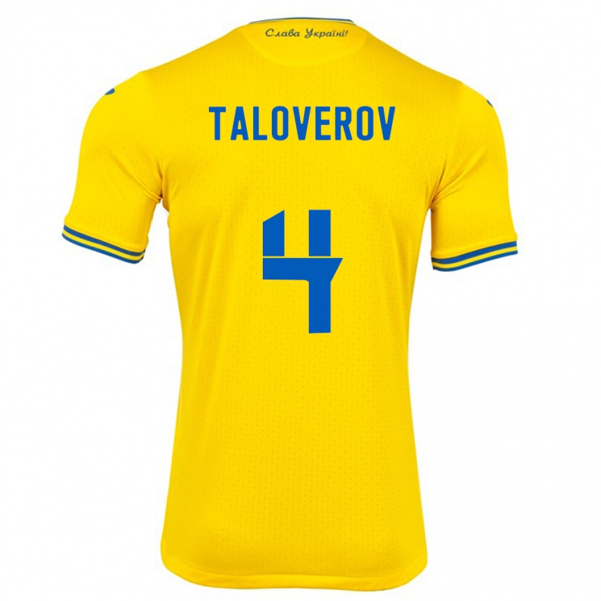 Men Football Ukraine Maksym Taloverov #4 Yellow Home Jersey 24-26 T-Shirt Uk