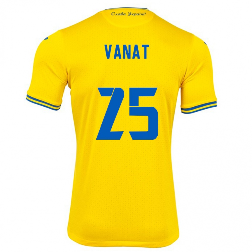 Men Football Ukraine Vladyslav Vanat #25 Yellow Home Jersey 24-26 T-Shirt Uk