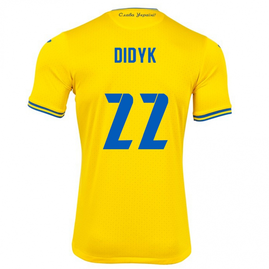 Men Football Ukraine Roman Didyk #22 Yellow Home Jersey 24-26 T-Shirt Uk