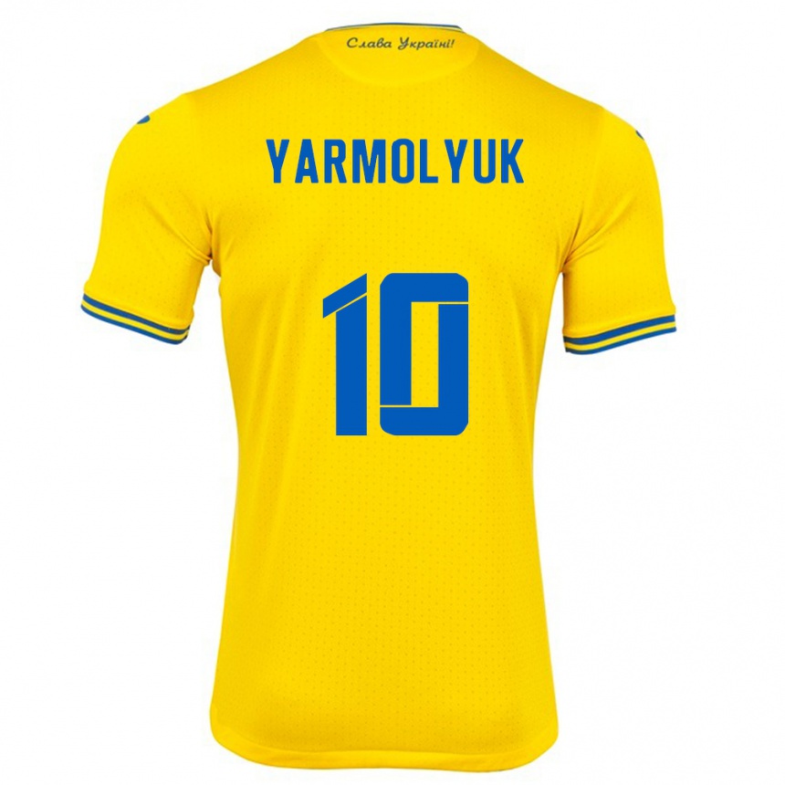 Men Football Ukraine Yegor Yarmolyuk #10 Yellow Home Jersey 24-26 T-Shirt Uk