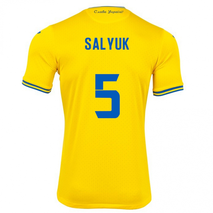 Men Football Ukraine Volodymyr Salyuk #5 Yellow Home Jersey 24-26 T-Shirt Uk