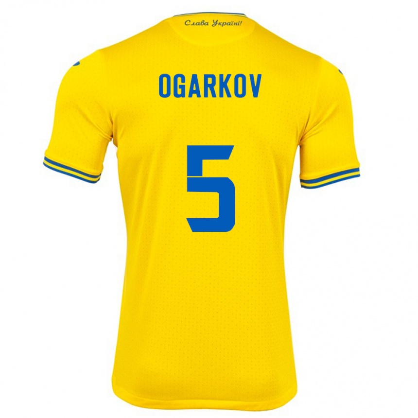 Men Football Ukraine Mykola Ogarkov #5 Yellow Home Jersey 24-26 T-Shirt Uk