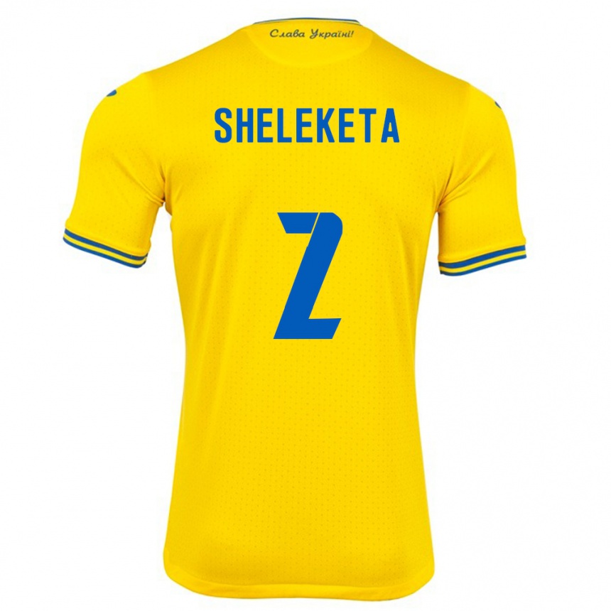 Men Football Ukraine Mykyta Sheleketa #2 Yellow Home Jersey 24-26 T-Shirt Uk