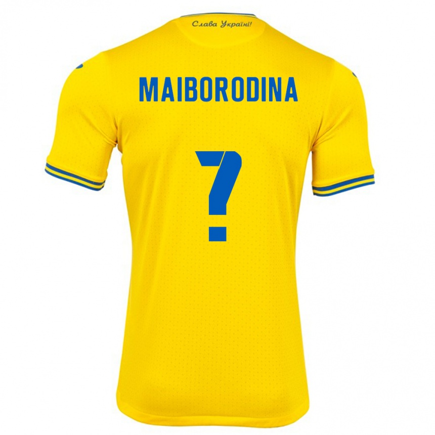 Men Football Ukraine Iryna Maiborodina #0 Yellow Home Jersey 24-26 T-Shirt Uk