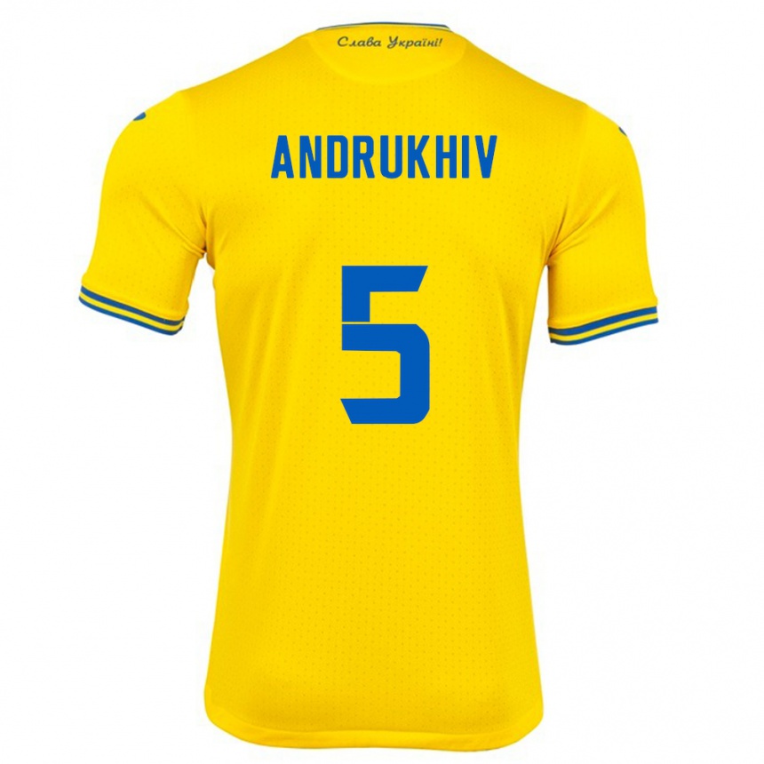 Men Football Ukraine Veronika Andrukhiv #5 Yellow Home Jersey 24-26 T-Shirt Uk