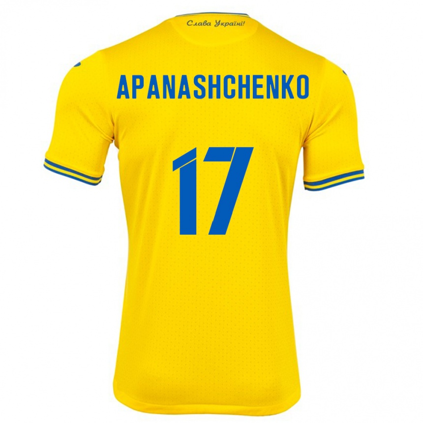 Men Football Ukraine Daryna Apanashchenko #17 Yellow Home Jersey 24-26 T-Shirt Uk