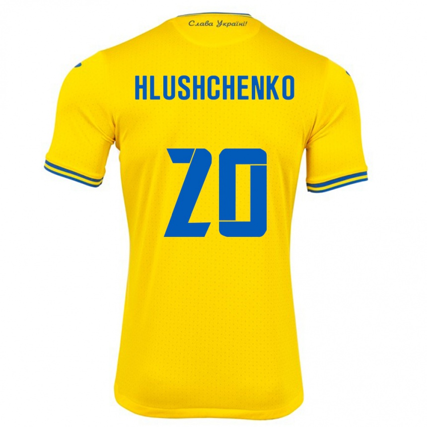 Men Football Ukraine Inna Hlushchenko #20 Yellow Home Jersey 24-26 T-Shirt Uk